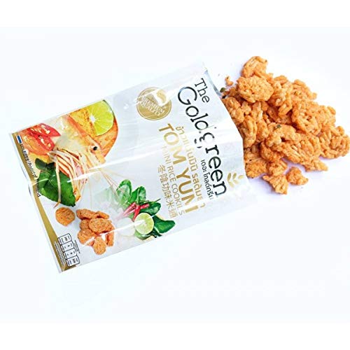 Premium Mini Rice Cookies 40g X 3 Packs - Authentic Tom Yum Flavor | Crunchy Thai Snack for Parties, Travel & On-the-Go | Gluten-Free & Delicious Asian Treat