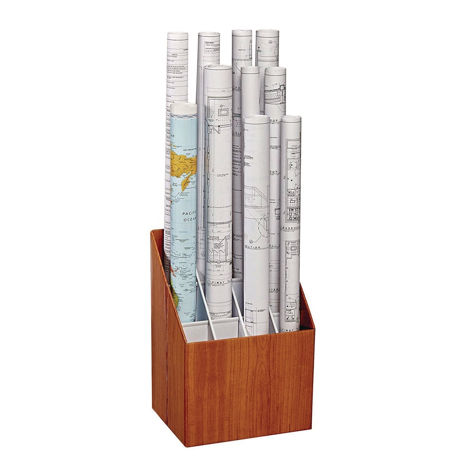 AdirOffice Upright Blueprint File Storage Box - 12 Compartment Corrugated Organizer, 15