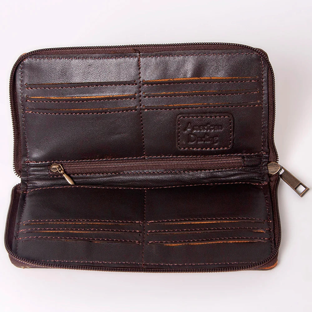 Genuine Leather American Darling Tooled Stamped Wallet for Men & Women - Stylish Bifold Wallet with RFID Protection for Everyday Use & Travel