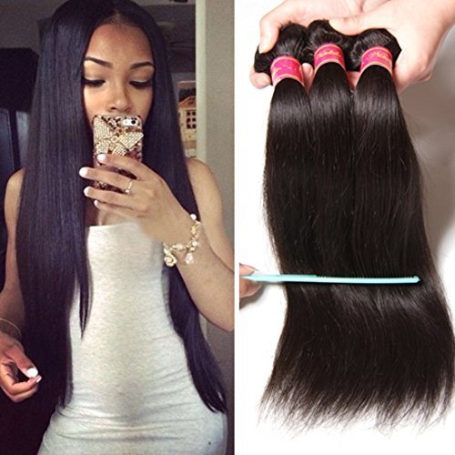 Nadula 12A Brazilian Straight Virgin Human Hair 3 Bundles - 100% Unprocessed Remy Silky Straight Hair Extensions for Black Women (16 18 20 Inches) | Natural Color for Daily Styling, Special Occasions & Protective Hairstyles