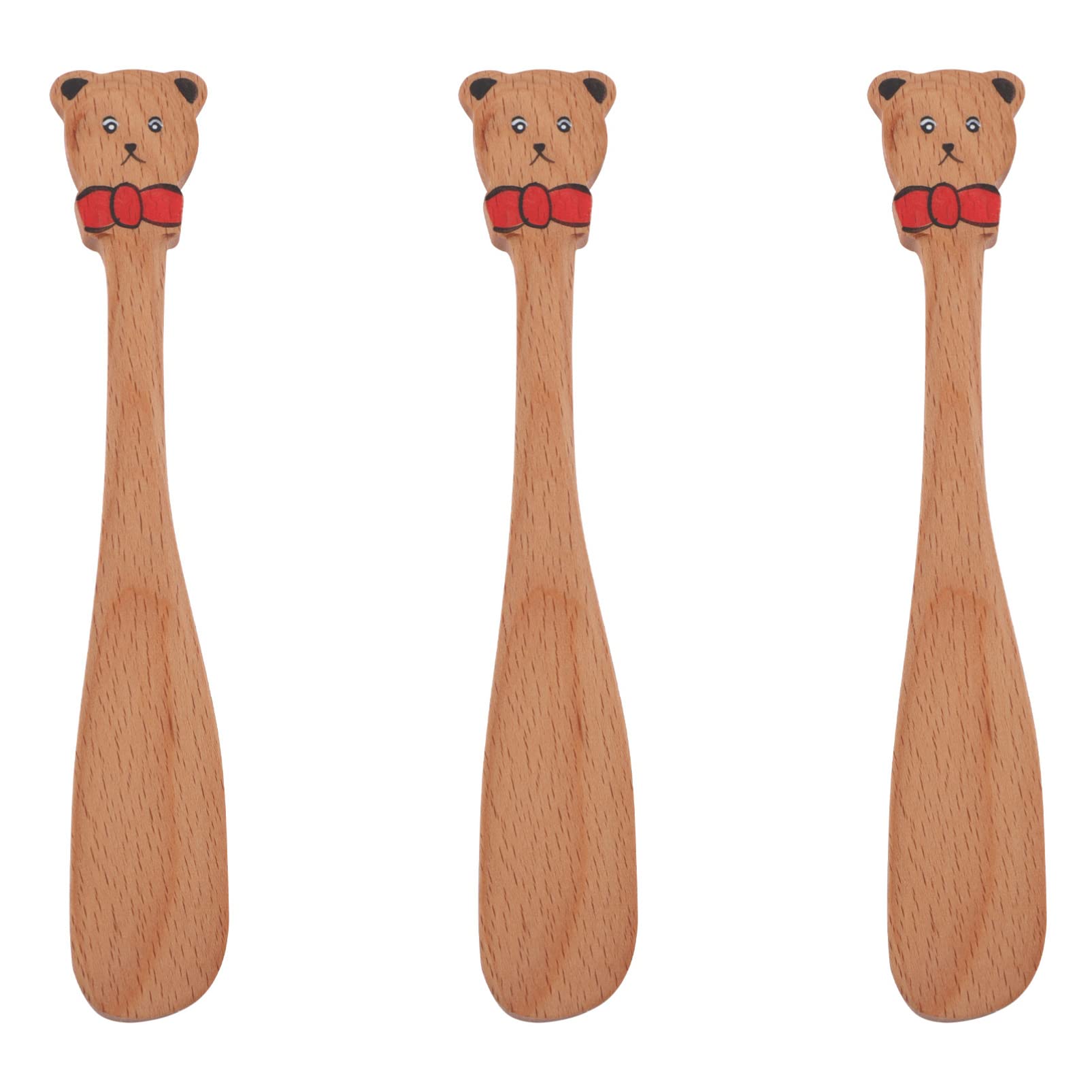 Premium 3-Piece Wooden Butter Spatula Set - Natural Beechwood Butter Knives for Spreading Cheese, Cream, Jam, Peanut Butter & Jelly - Ideal for Baking, Cooking & Kitchen Use - Cake Decorating & Toast Topping Essential Tools
