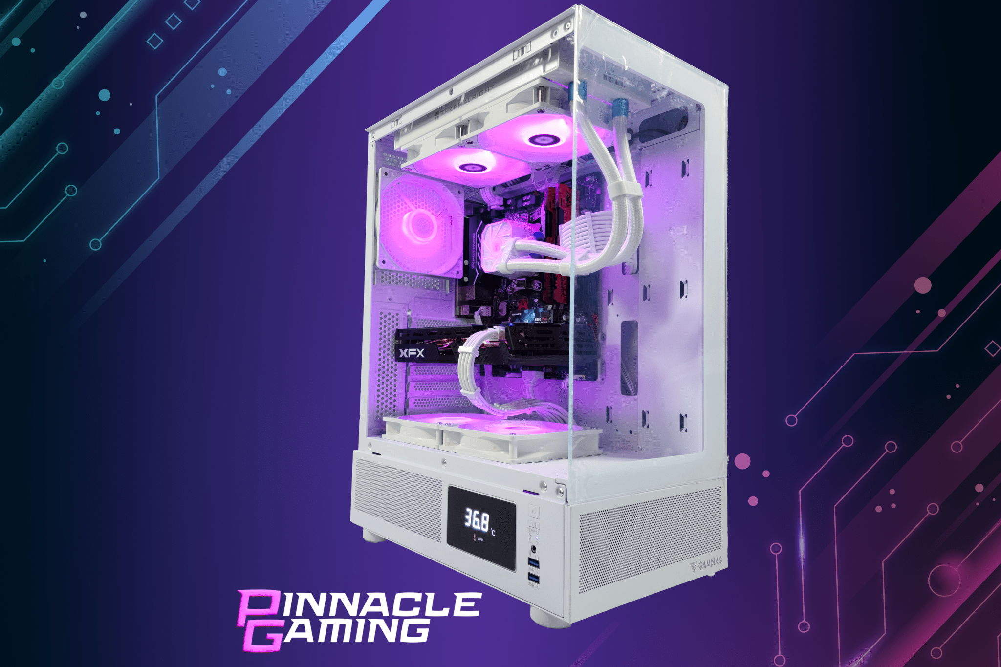 Custom Gaming Desktop PC - RTX 5070, Intel Ultra 5, 64GB RAM, 4TB SSD, WiFi, Atlas White - Perfect for High-End Gaming & Live Streaming