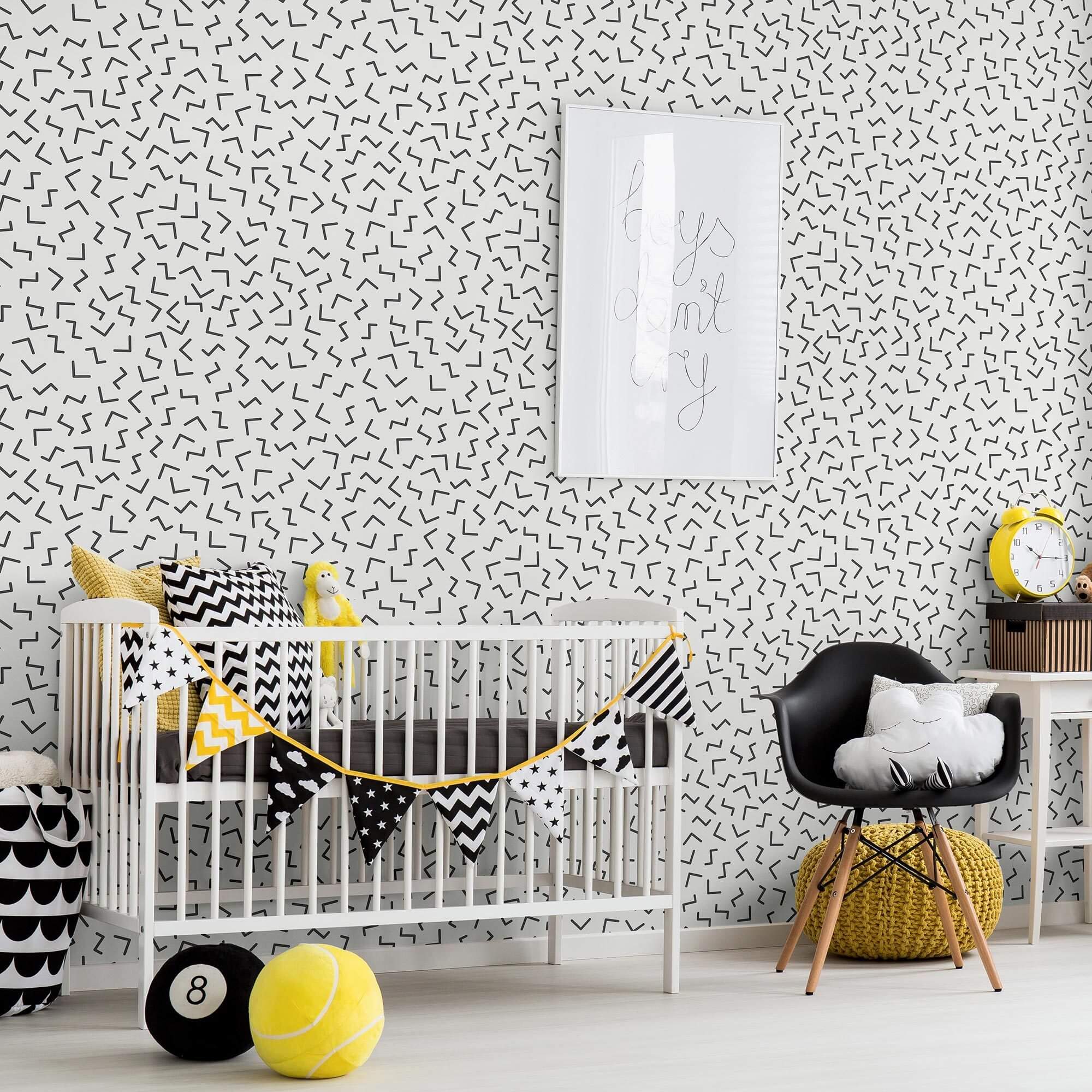 Black Lines Peel and Stick Removable Wallpaper - Self-Adhesive Wall Decor for Bedroom, Living Room, Office - Easy to Install & Remove - 9008 Design
