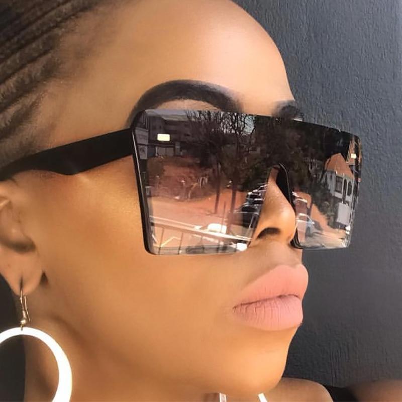 Oversized Square Sunglasses for Women - UV400 Protection & Mirror Lens - Stylish & Trendy for Beach, Driving, and Outdoor Activities