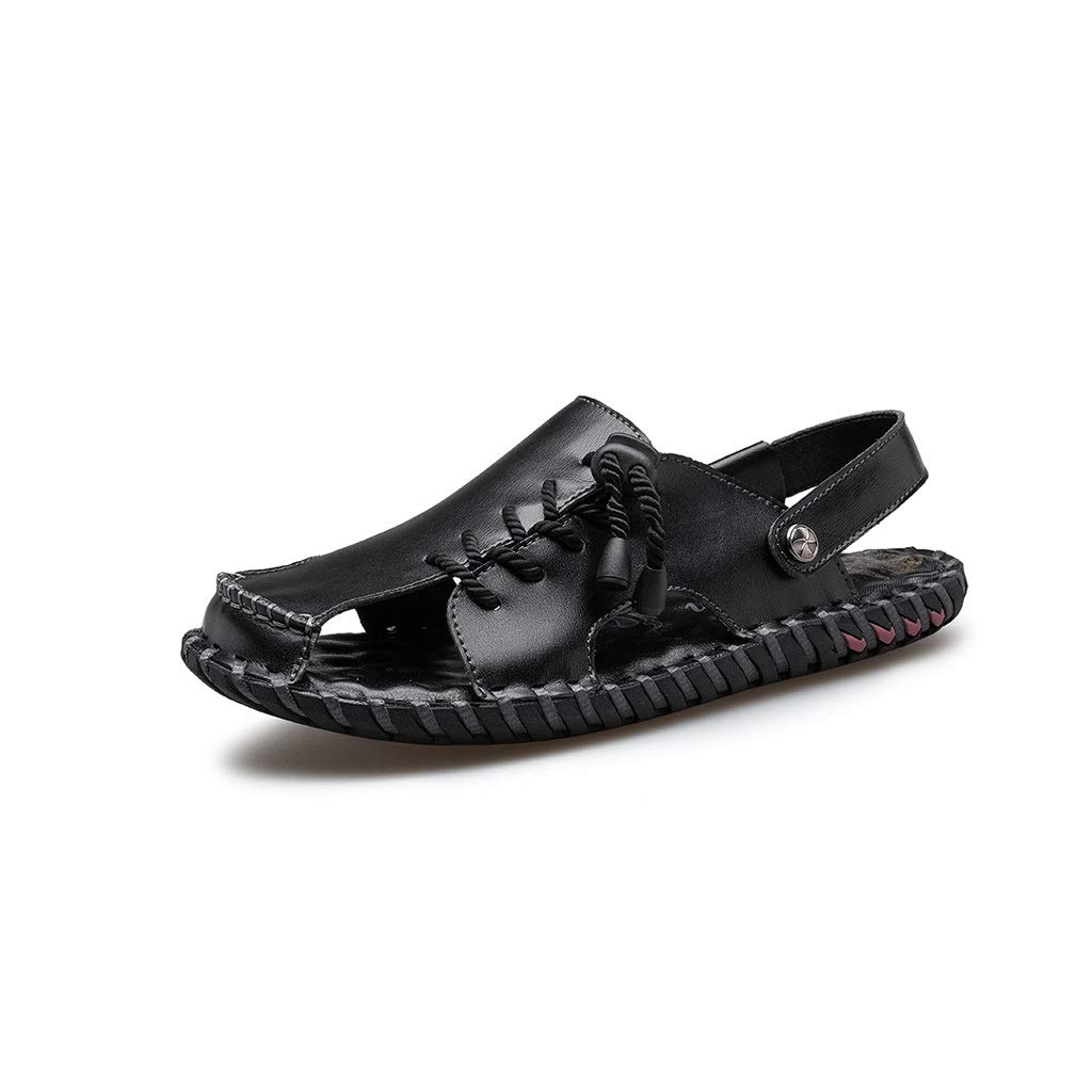 **Classic Men's Sandals for Summer - Genuine Leather Beach Sandals for Men - Soft & Comfortable Outdoor Slippers - Slip-On Design - Size 9 - Perfect for Beach, Pool, and Casual Wear**