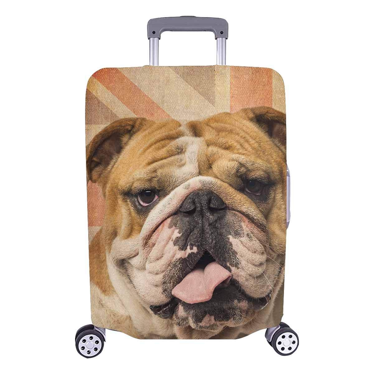 Custom UK Flag Dog Print Luggage Cover Protector - Elastic Suitcase Protector Fits 25