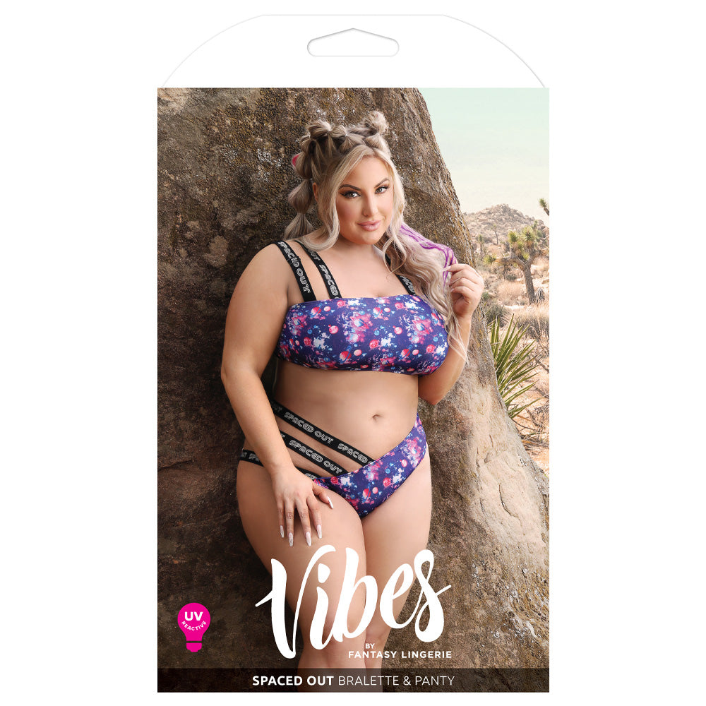 Fantasy Lingerie Set - Strappy Bralette & Panty for Curvy Women | Sexy Space-Themed Underwear for Date Night & Boudoir Photography
