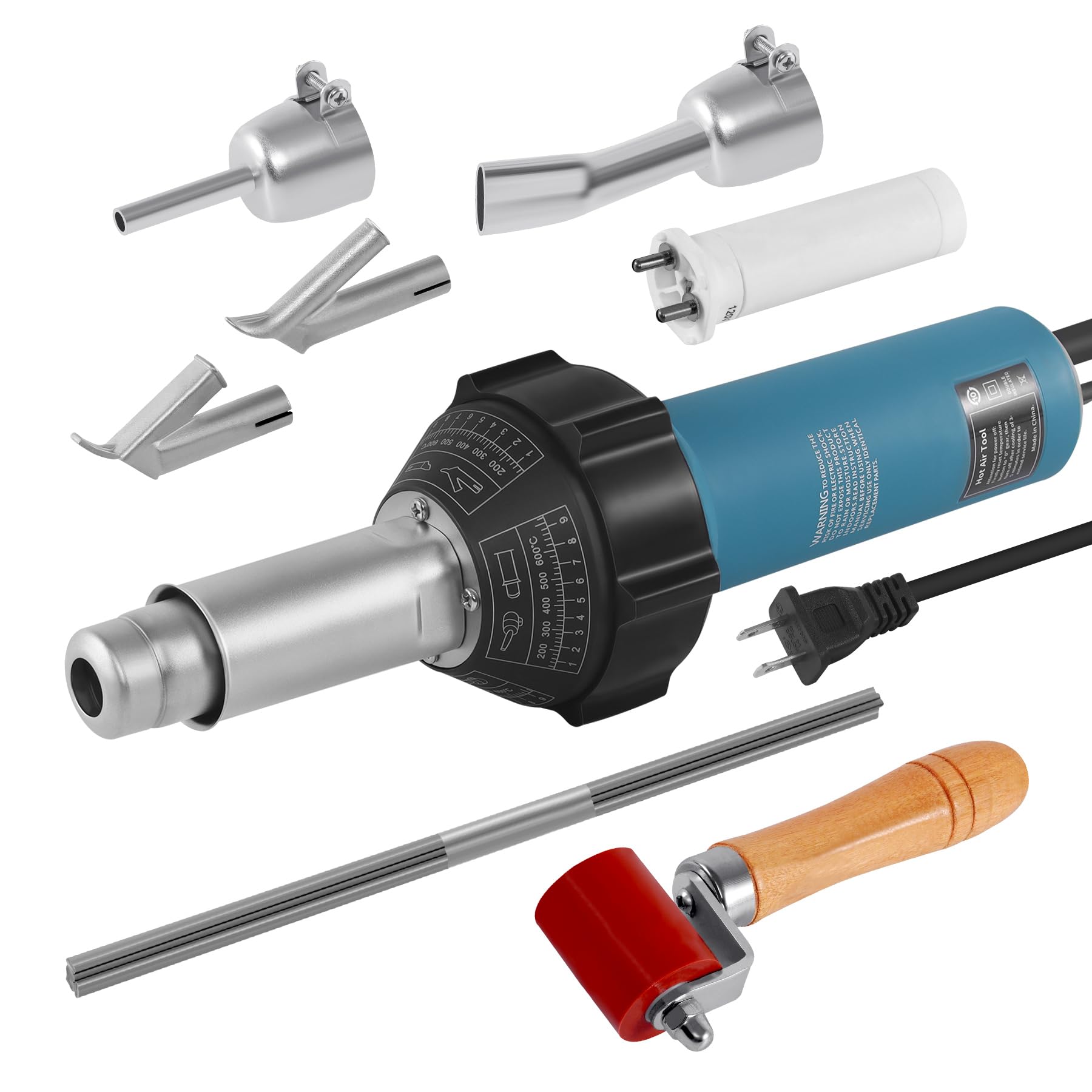 1500W Hot Air Plastic Welder Kit - Handheld Heat Gun for Vinyl, PVC, TPO Roofing & Plastic Welding with Multiple Nozzles | Perfect for DIY Repairs, Automotive, Marine & Construction Projects