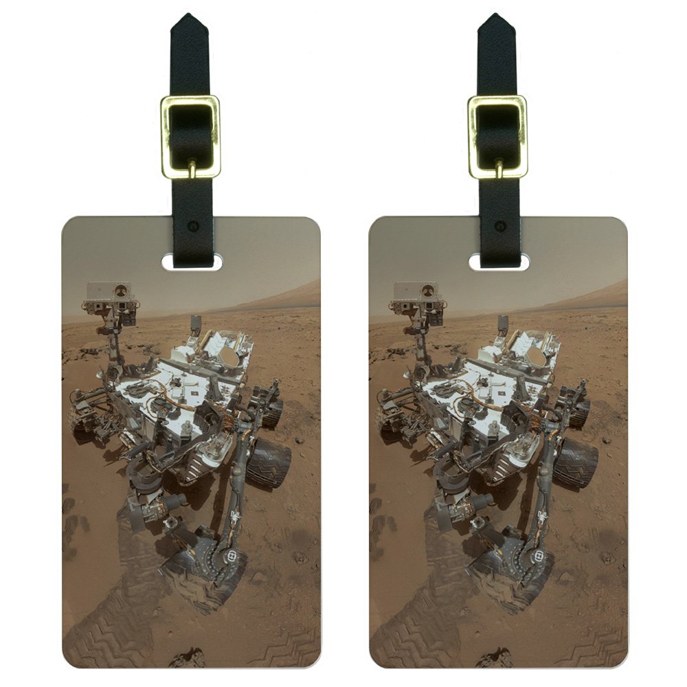 NASA Mars Rover Curiosity Luggage Tags - Durable White Suitcase ID Tags for Travel Bags & Carry-Ons - Perfect for Airports, Cruises & Business Trips