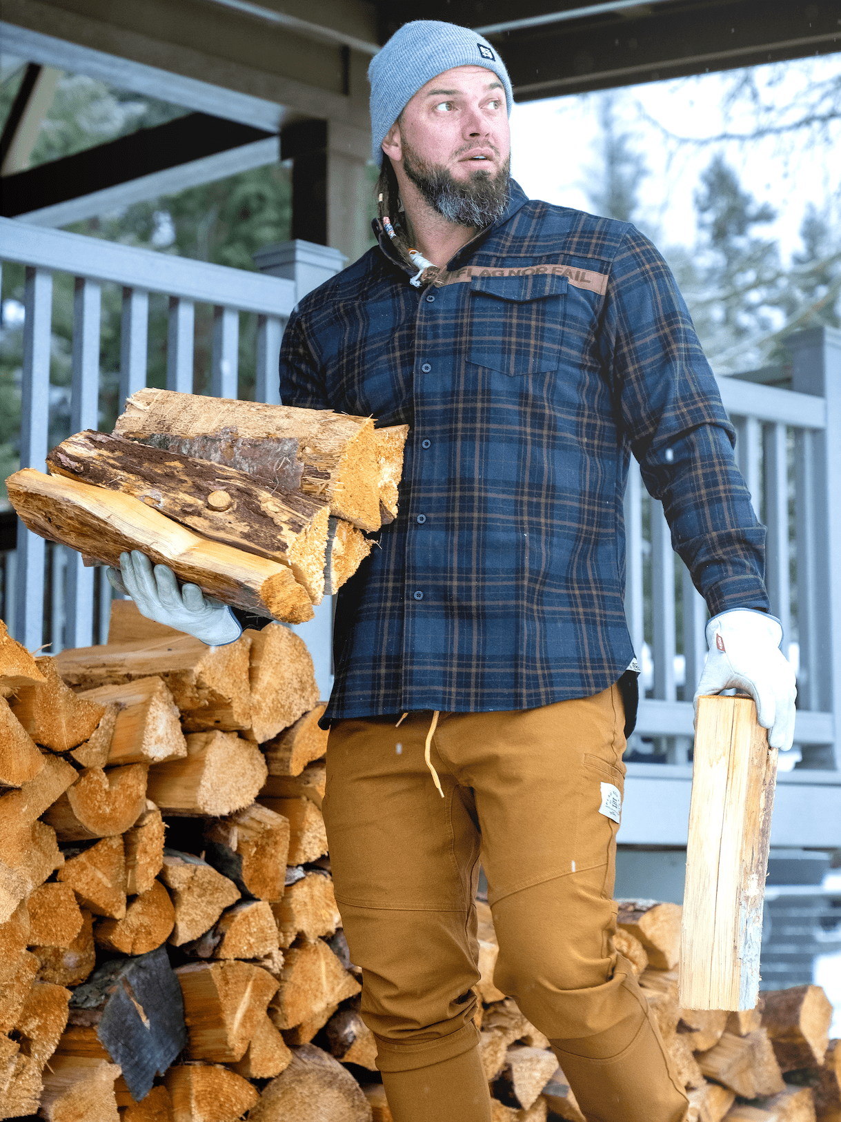 Men's Forever Flannel Shirt - Navy Blue Plaid Long Sleeve Button Down for Casual Wear & Outdoor Activities