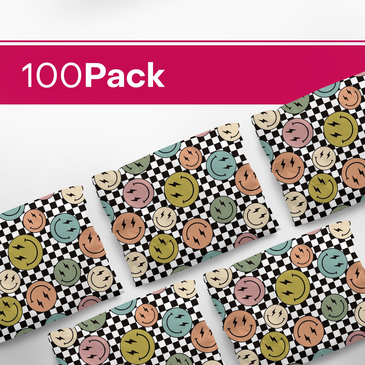 14x19 Inch Smiles Checkerboard Poly Mailers - Durable Shipping Envelopes for Ecommerce, Clothing, and Small Business Packaging