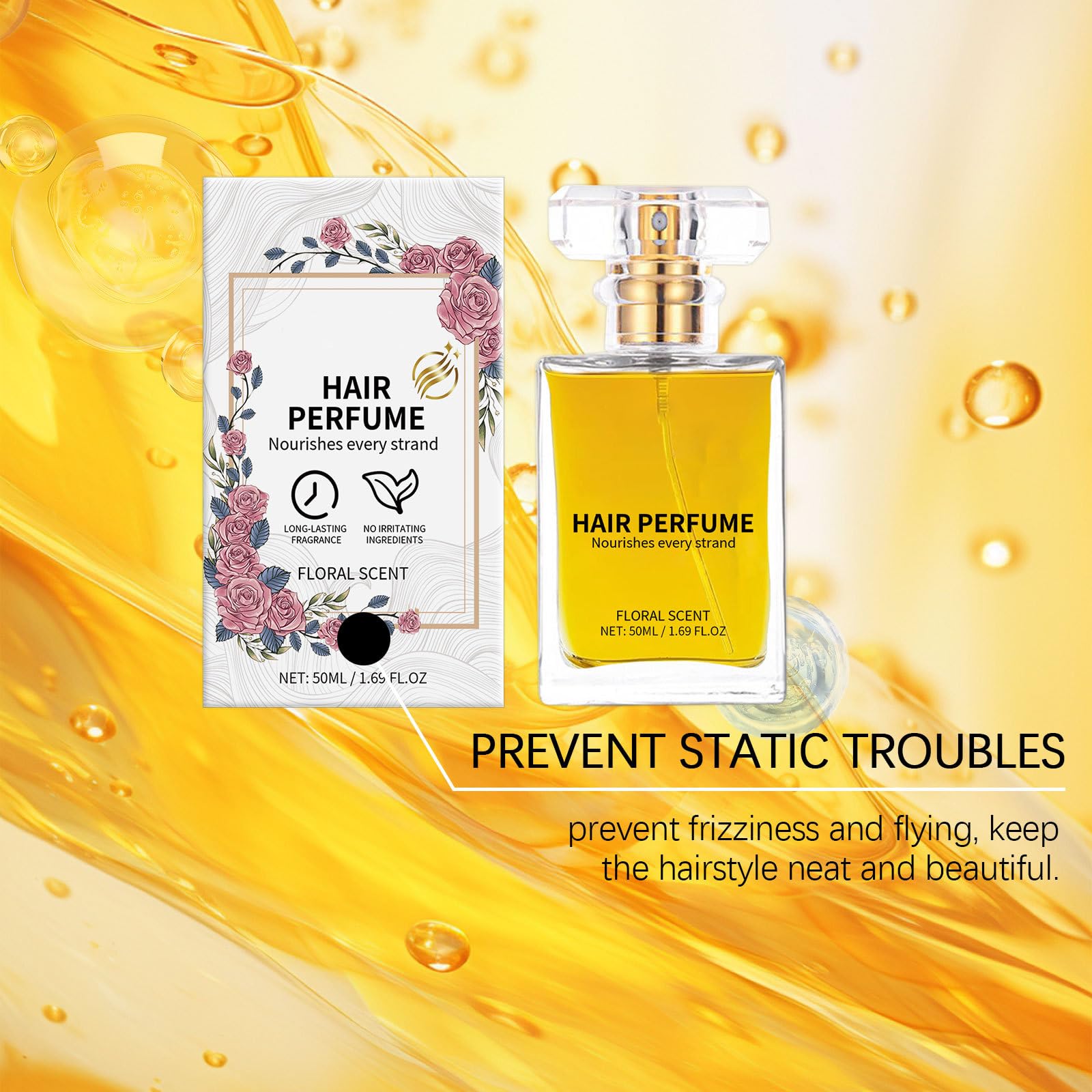Natural Hair Perfume Oil for Women - Floral Scented Essential Oil for Dry Damaged Hair | Long Lasting Fragrance with Nourishing & Hydrating Benefits | Perfect for Daily Use, Special Occasions & Hair Care Routine
