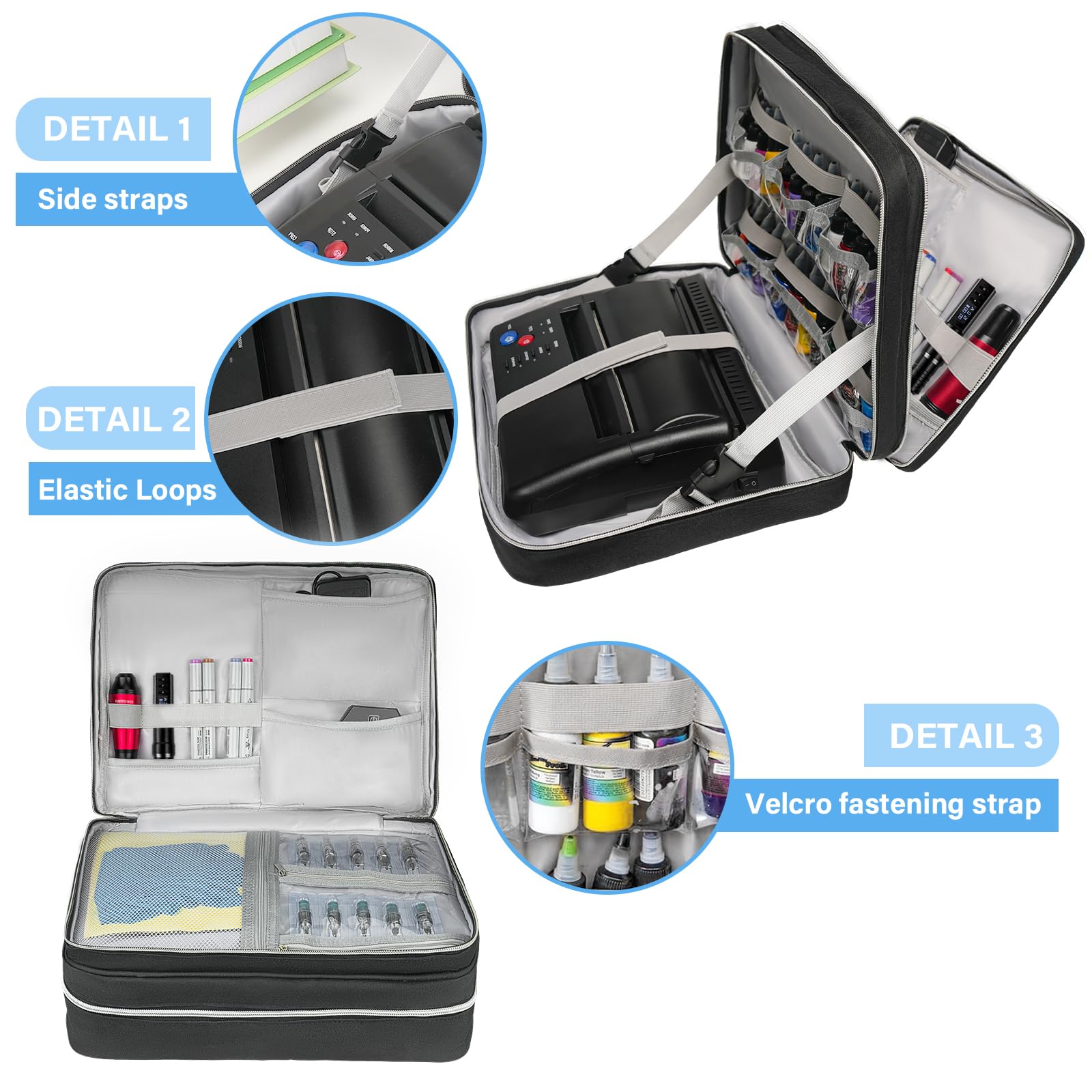 Professional Black Tattoo Travel Case for Equipment & Supplies - Portable Artist Organizer Bag for Tattoo Kits, Needles, Ink & Tools | Perfect for Tattoo Artists, Studios & Mobile Tattooing