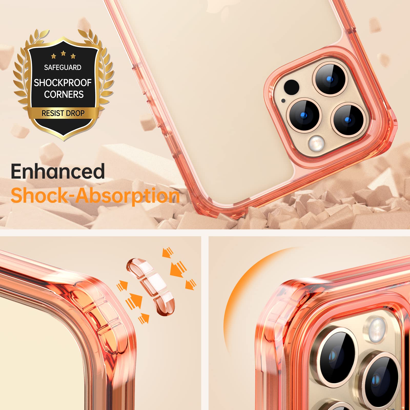JETech iPhone 12 Pro Max Case 6.7 Inch with 2-Pack Tempered Glass Screen Protector - 360° Full Body Shockproof Bumper Phone Cover, Clear Back Protective Case (Rose Gold) | Perfect for Outdoor Activities, Work & Daily Use