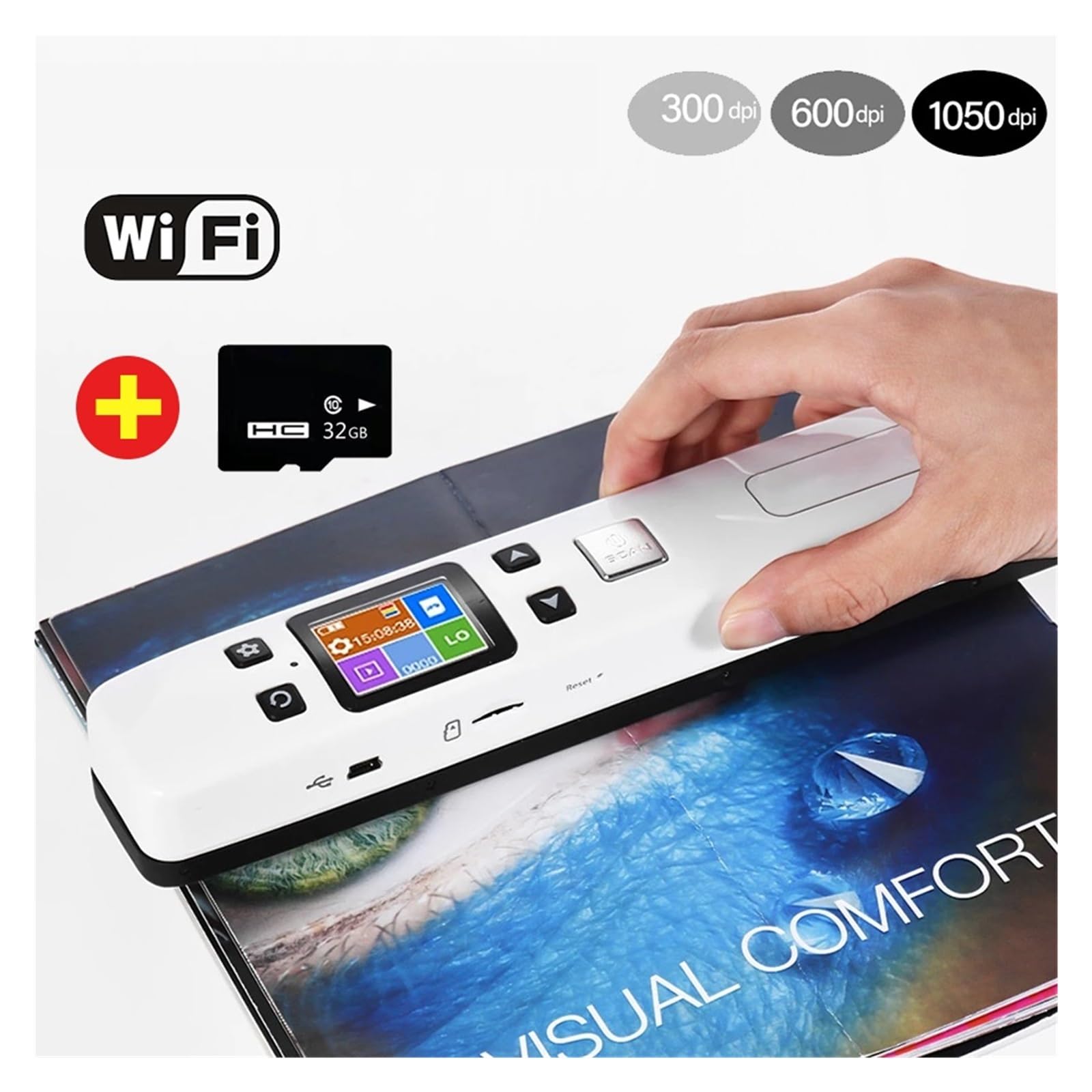 Portable A4 Document Scanner - 1050DPI Handheld Book Scanner with LCD Display for PDF/JPG - Ideal for School, Office, Invoices & Receipts Scanning | Compact & Lightweight for On-the-Go Use
