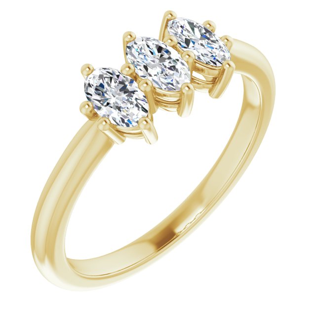 0.63 Carat Oval Cut Diamond 3 Stone Wedding Ring - Elegant Bridal Band for Engagement, Anniversary & Special Occasions