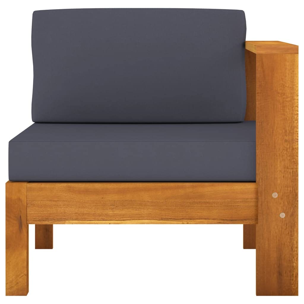 vidaXL Solid Acacia Wood Middle Garden Sofa with Single Armrest - Dark Gray Weather-Resistant Outdoor Furniture with Thick Cushions & Easy Assembly | Perfect for Patio, Deck, Backyard & Poolside Relaxation