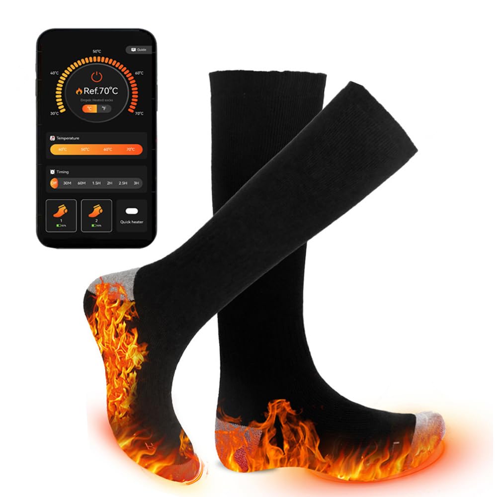 Best Heated Socks for Men & Women - APP Controlled Temperature Adjustment - 11 Hours Long-Lasting Warmth - Perfect for Winter Outdoor Activities: Camping, Fishing, Biking, Skiing, Skating, Hunting & Hiking - Stay Warm in Cold Weather