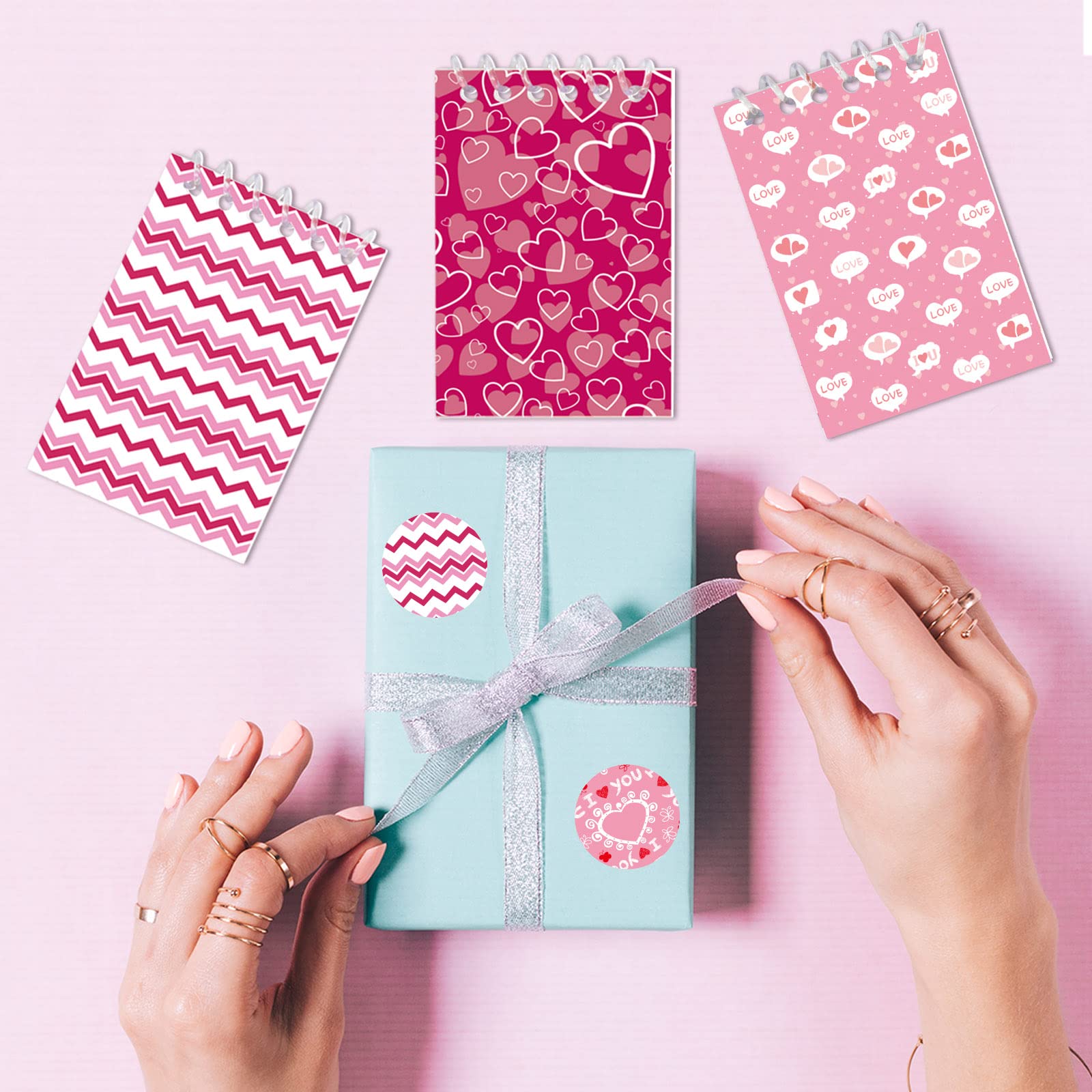 48 Mini Valentine's Day Spiral Notepads with Stickers - Cute Small Notebooks for Kids, Classroom Gift Exchange & Party Favors - Perfect for School Notes, Valentine's Day Gifts & Teacher Appreciation