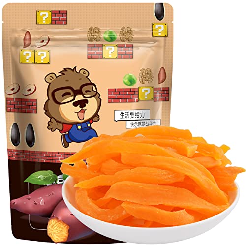 Funny Bean Bear 100% Real Dried Sweet Potato Snacks - Chewy, Vegan, Gluten-Free Healthy Snacks, 3.9oz Pack - Perfect for On-the-Go, School Lunch, or Office Snacking
