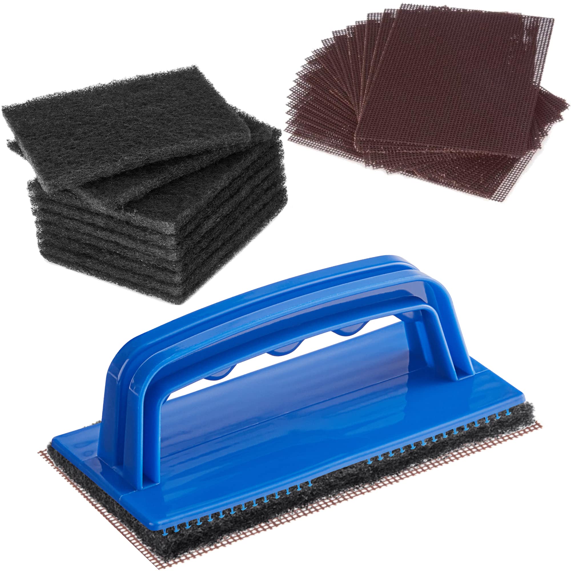 CUSINIUM 31-Piece Griddle Cleaning Kit with 1 Screen Holder, 20 Screens & 10 Cleaning Pads - Heavy Duty Grill Brush Set for Blackstone, Flat Top Grills & Griddles - Perfect for Outdoor Cooking & BBQ Cleaning