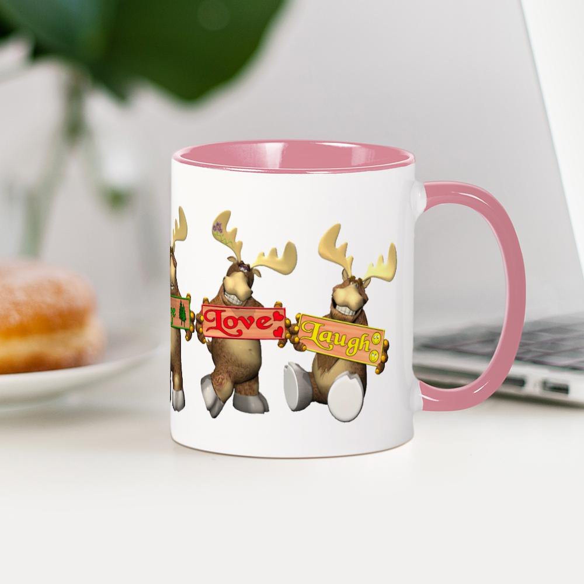 11 oz (325 ml) Ceramic Coffee Mug - Moose Joy Design by CafePress | Perfect for Hot Beverages, Office Use & Gifts