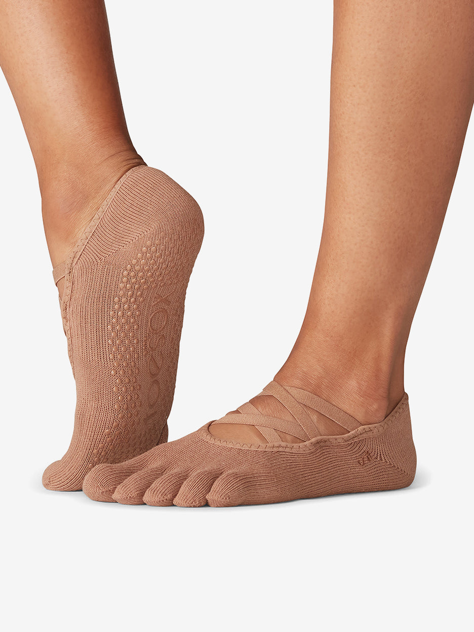 Toesox Full Toe Elle Grip Socks - Non-Slip Yoga, Pilates & Barre Socks for Women - Natural Color - Perfect for Dance, Workouts & Home Fitness