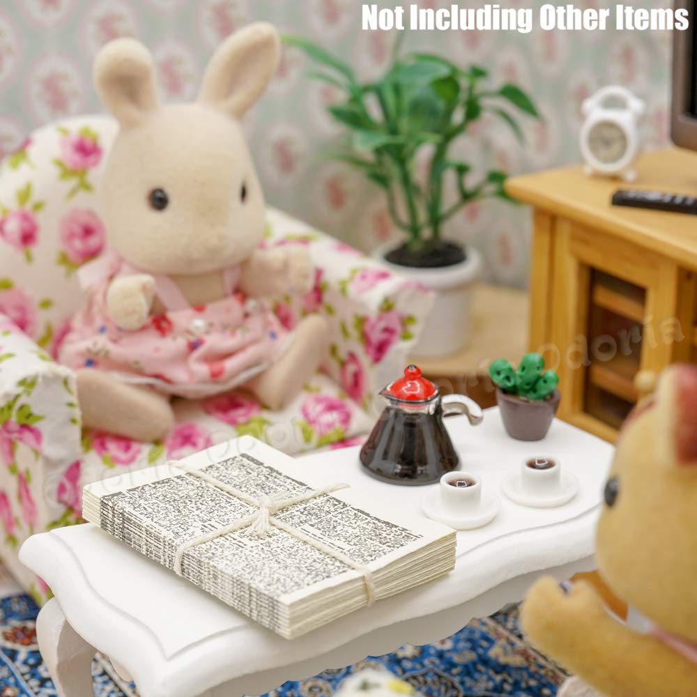 1/12 Scale Miniature Newspaper with Coffee Pot & Cups - Realistic Dollhouse Decor Accessories for DIY Scenes, Tiny Home Displays & Miniature Collectors