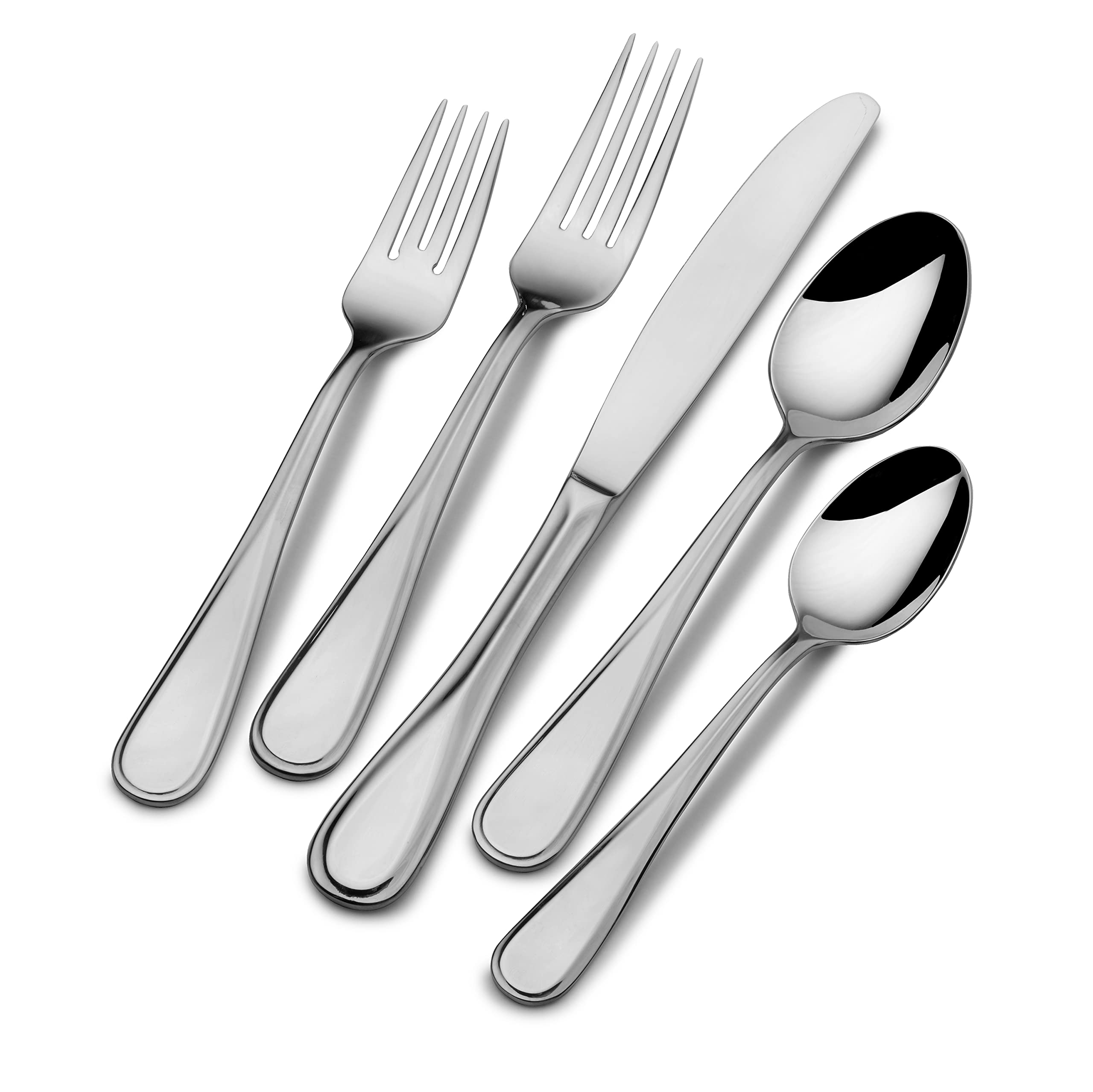Premium Mikasa Bravo 65-Piece Flatware Set for 12 - 18/10 Stainless Steel Silverware with Serving Utensils - Elegant Dinnerware for Formal Dining, Holiday Entertaining & Wedding Gifts