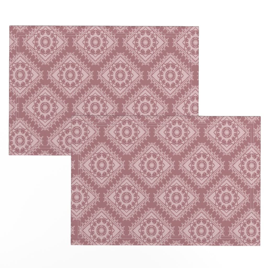 Bohemian Mandala Tribal Moroccan Geo Chevron Print Linen Cotton Canvas Placemats Set of 2 - Magic Stone Design for Dining Table Decor, Kitchen Decor, and Party Table Settings