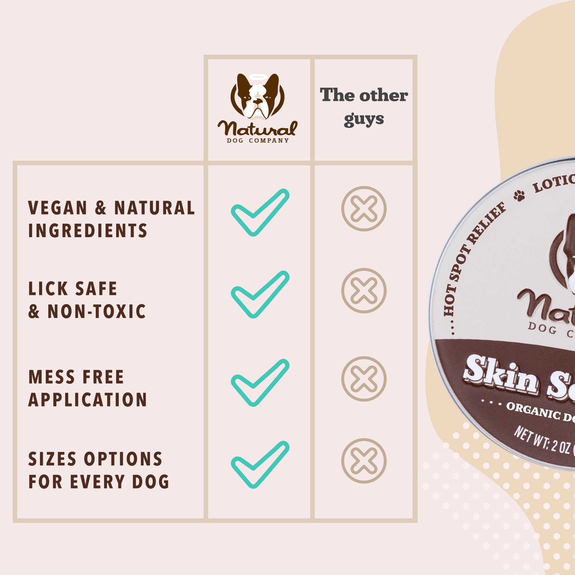 Natural Dog Skin Soother Balm - 2oz Tin for Allergy & Itch Relief | Hot Spot Treatment, Dry Skin Moisturizer & Healing Rash Cream for Dogs | Perfect for Daily Care, Outdoor Adventures & Post-Grooming Soothing