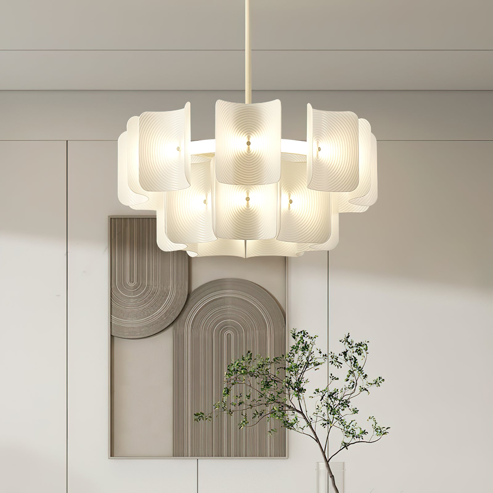 Fingerprint Chandelier - Modern Glass Ceiling Light Fixture for Dining Room, Living Room & Bedroom | Elegant Home Decor Lighting for Weddings & Interior Design