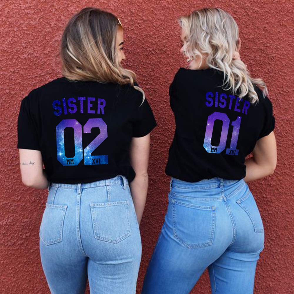 Best Friends Matching T-Shirts for Women - Soul Couple BFF Shirts for Teen Girls, Sisters 01 & 02 - Cute Friendship Gifts for Birthday, Christmas | Perfect for Twin Day, Girls Trips, Sister Bonding