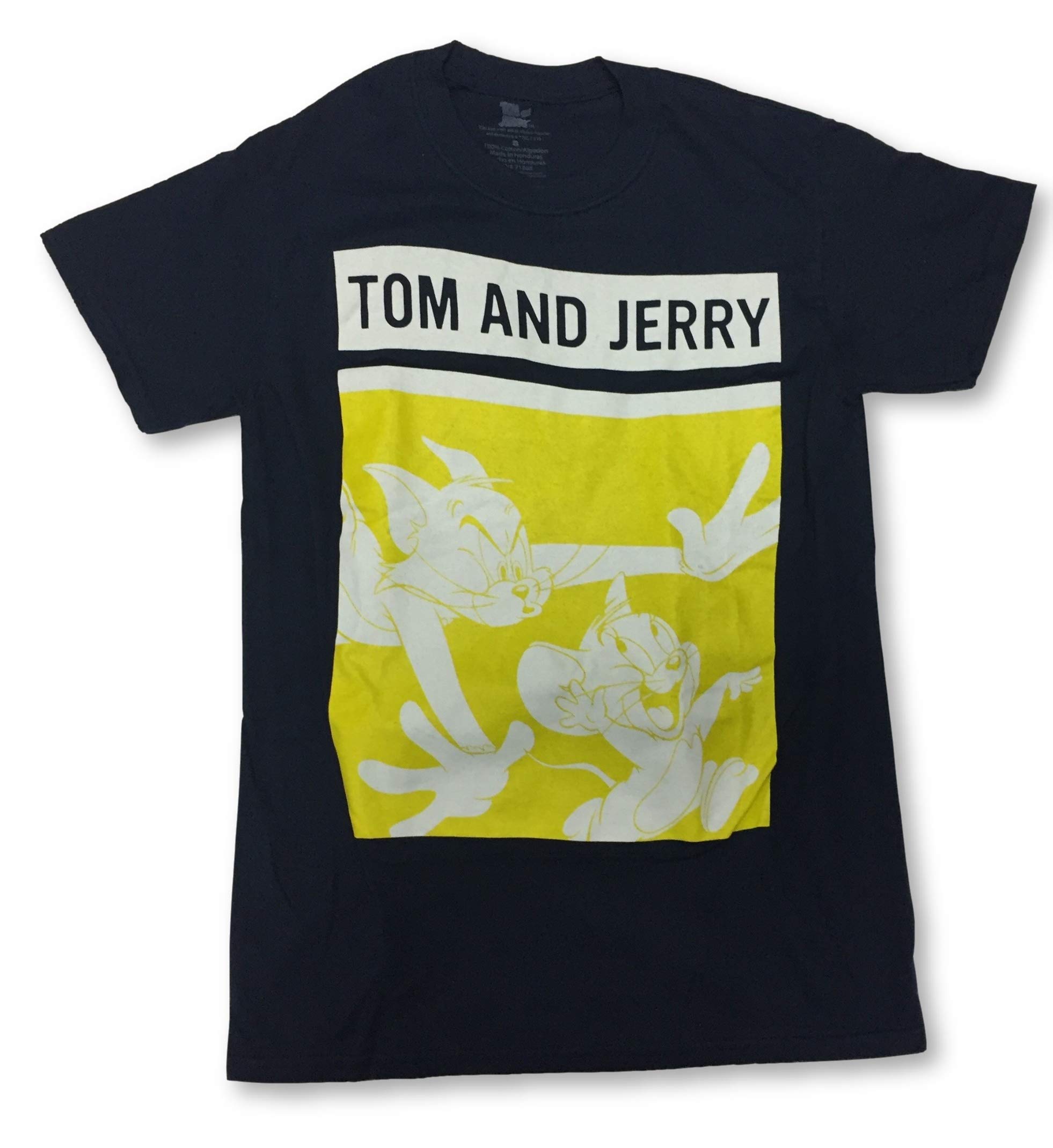 Tom and Jerry Navy Blue Crew Neck T-Shirt for Men - Soft Cotton Casual Tee - Small Size - Perfect for Everyday Wear, Weekend Outings & Cartoon Fan Gifts