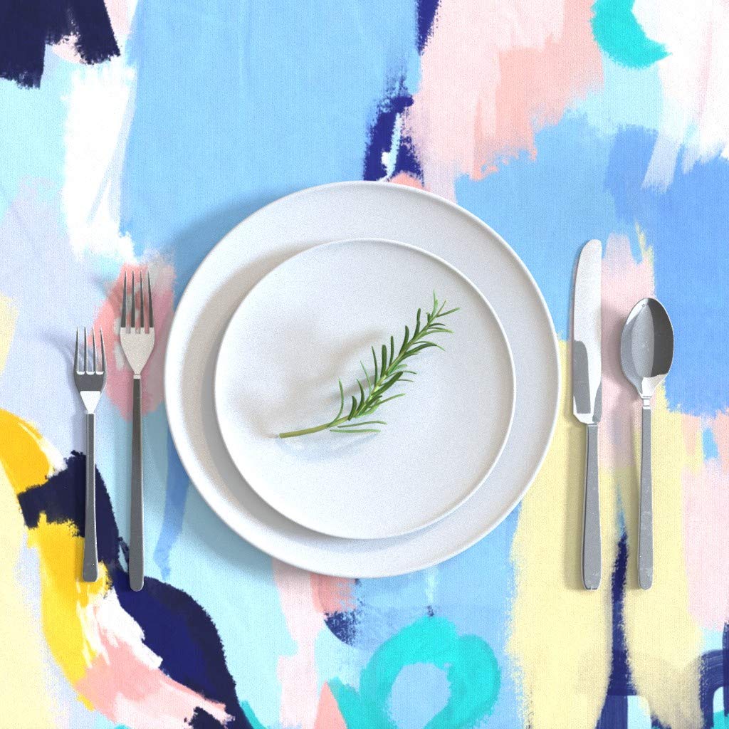 Boho Paradise Birds Watercolor Print Cotton Sateen Tablecloth 70