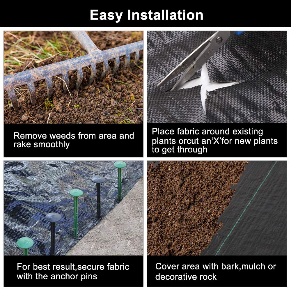 TUFFIOM Heavy Duty Weed Barrier Fabric 6.5 x 300 FT - UV Resistant Landscape Ground Cover, 125gsm/3.7OZ Durable Material for Superior Weed Control - Perfect for Greenhouse, Yard, Flower Beds, Gardens, Driveways & Pathways