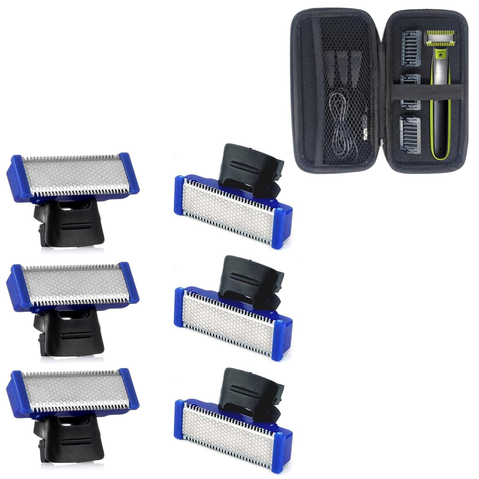 INVODA 6PCS Replacement Razor Blades for Micro Touch Solo Trimmer - Includes 1 Shaver & EVA Travel Case - Perfect for Beard Trimming, Body Grooming & Travel Essentials