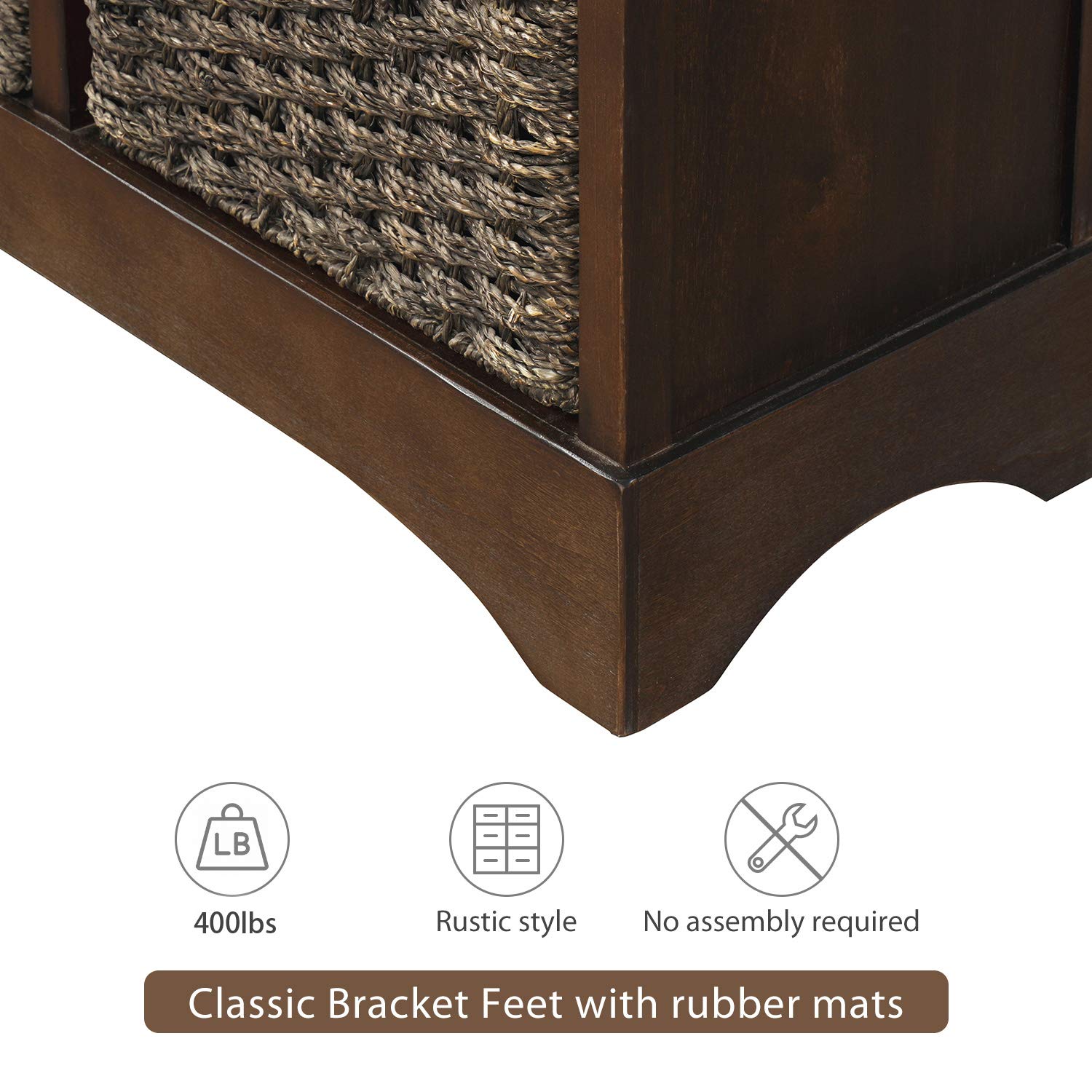 Knocbel Farmhouse Wicker Storage Cabinet with 2 Drawers & Aluminum Handles - Rustic Chest of Drawers for Entryway, Hallway, Dining & Living Room (Espresso) | Perfect for Organizing Blankets, Towels & Home Decor