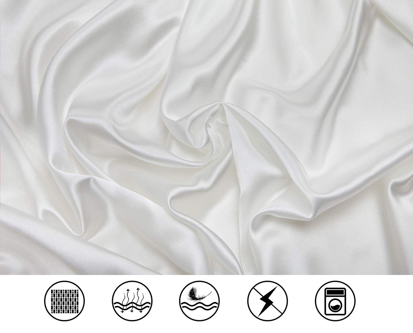 Luxury Satin Silk King Size Pillowcase - Cooling, Breathable & Super Soft for Hair & Skin Care - Ivory White - Perfect for Bedroom, Travel & Spa Relaxation