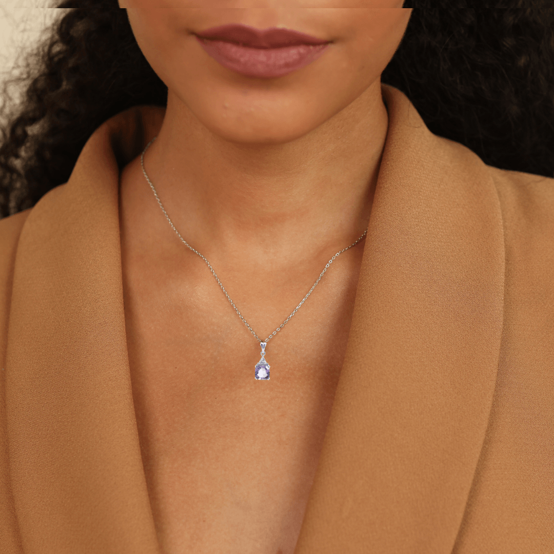 Genuine Octagon Amethyst Solitaire Pendant Necklace for Women - Elegant Purple Gemstone Jewelry for Gifts, Weddings & Special Occasions