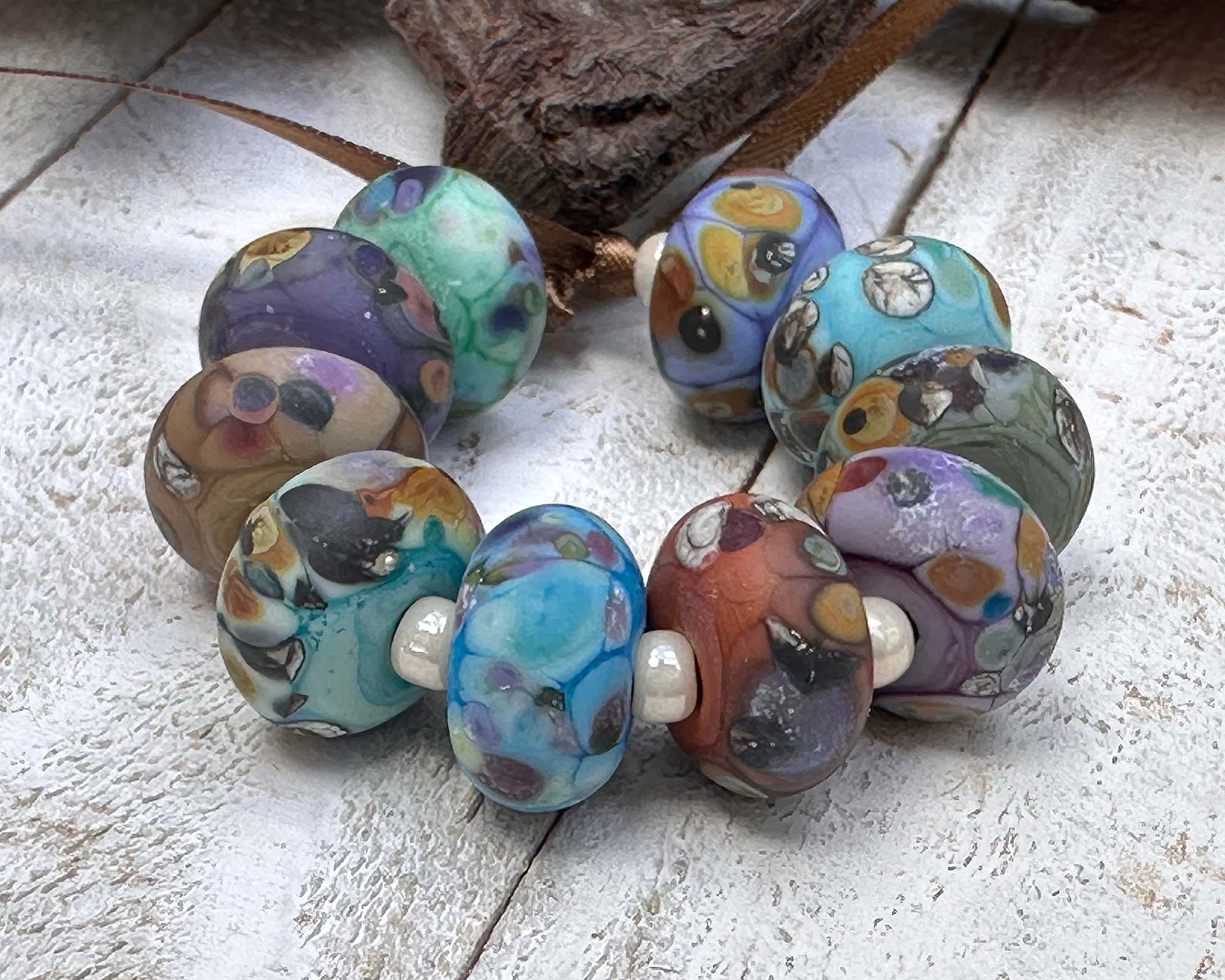 10pcs Matte Bohemian Harmony Lampwork Glass Beads Set for Jewelry Making - DIY Bracelets, Necklaces, and Craft Projects (SRA)