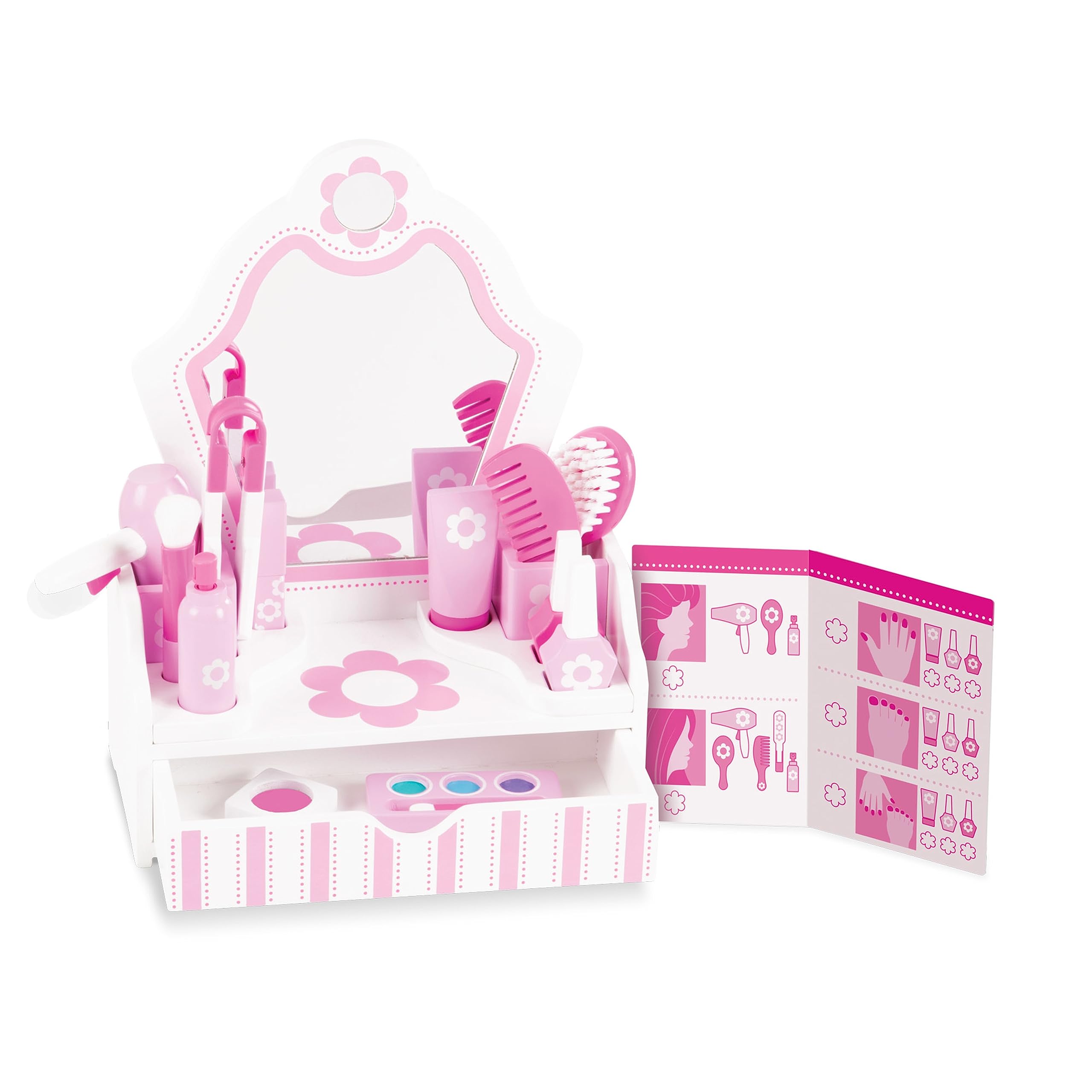 Melissa & Doug Wooden Pretend Play Beauty Salon Set - Makeup, Hair & Nails Dress Up Toy for Girls & Boys Ages 3-7 - Creative Role Play Wooden Toys for Kids Birthday Gifts & Pretend Play Activities