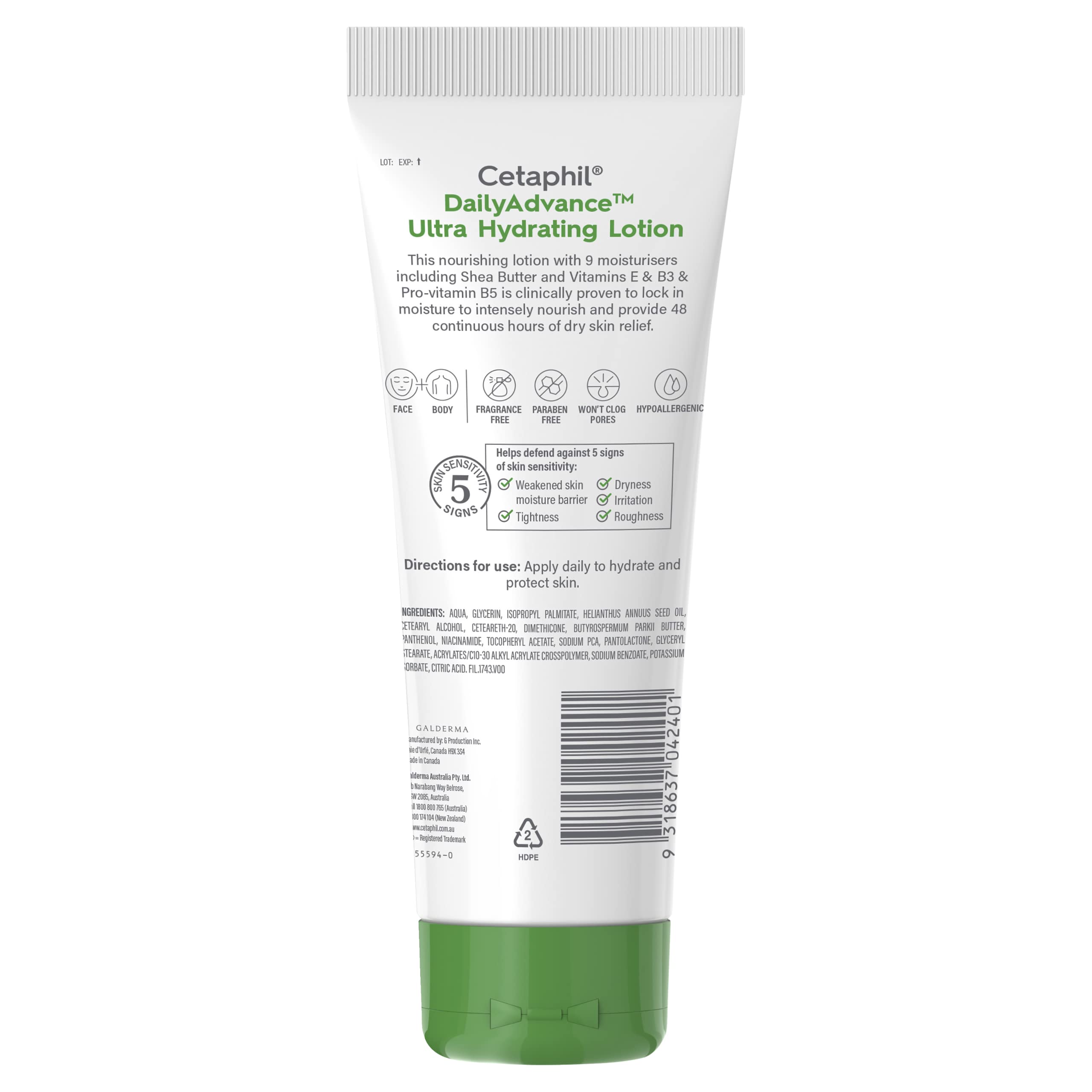 Cetaphil Daily Advance Ultra Hydrating Lotion 226g (8 oz) - Deep Moisturizing Body Lotion for Dry Skin - Fragrance Free & Non-Greasy Formula - Perfect for Daily Use at Home or Travel