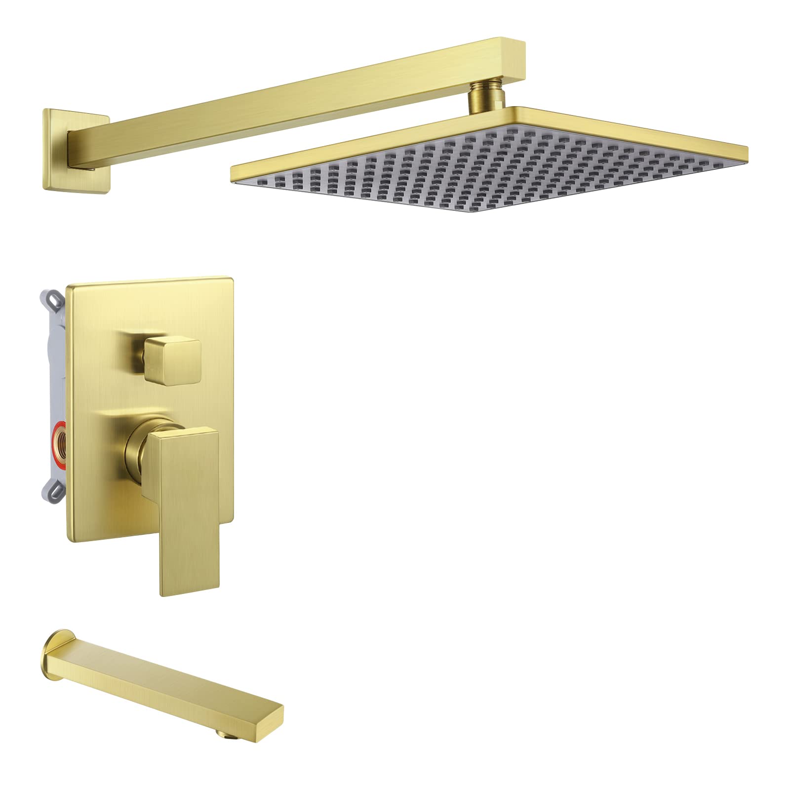 Premium KES Shower System with Tub Spout - Brushed Brass Rain Shower Head & Faucet Set (Model XB6233-BZ) for Bathroom Luxury & Spa-Like Experience