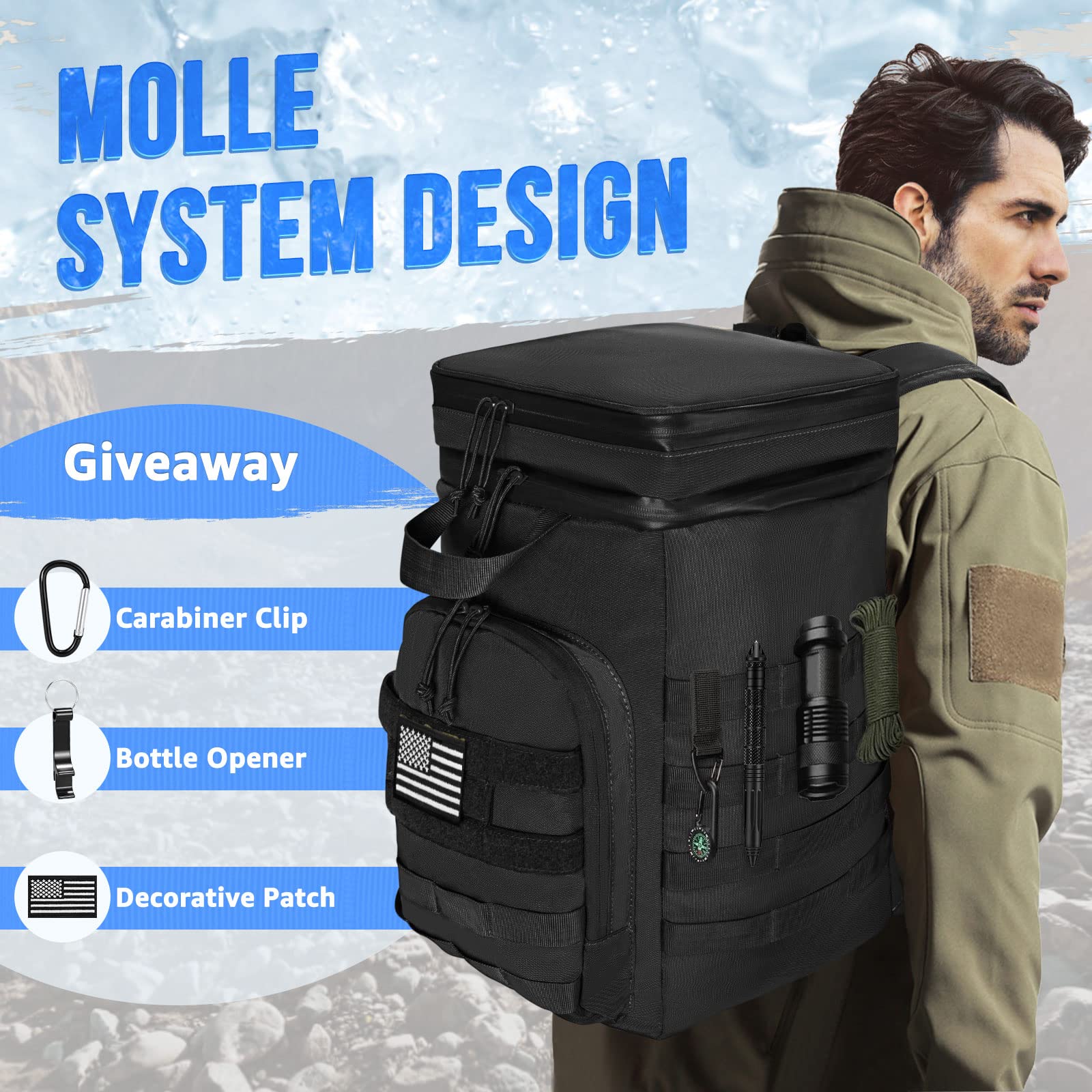 **AUTOWT 45 Can Insulated Cooler Backpack - Large Leakproof Tactical Soft Cooler for Camping, Hiking, Beach & Travel - Portable Beer & Drink Carrier for Men & Women**    *(Perfect for outdoor adventures, picnics, tailgating, and keeping drinks cold on the go!)*