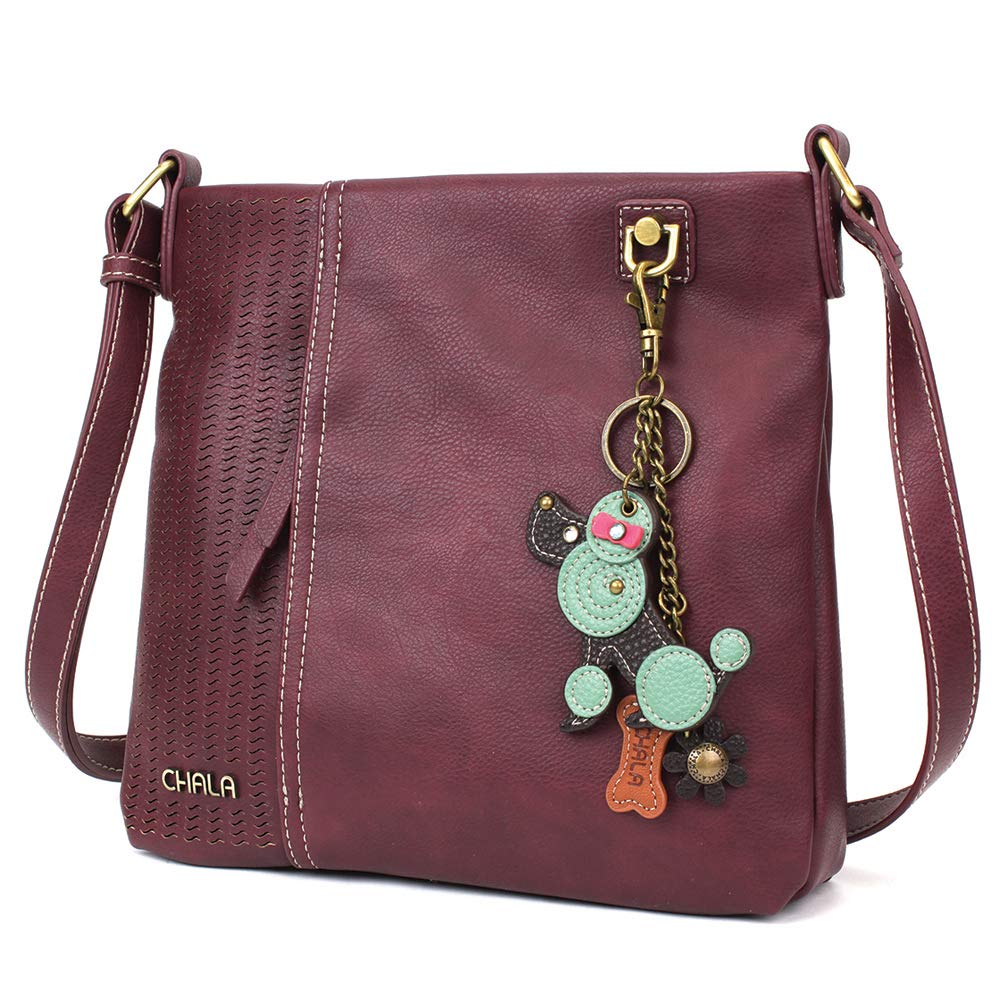 CHALA Women's Laser Cut Crossbody Bag - Faux Leather Purse in Elegant Plum Color for Casual Outings, Shopping & Travel
