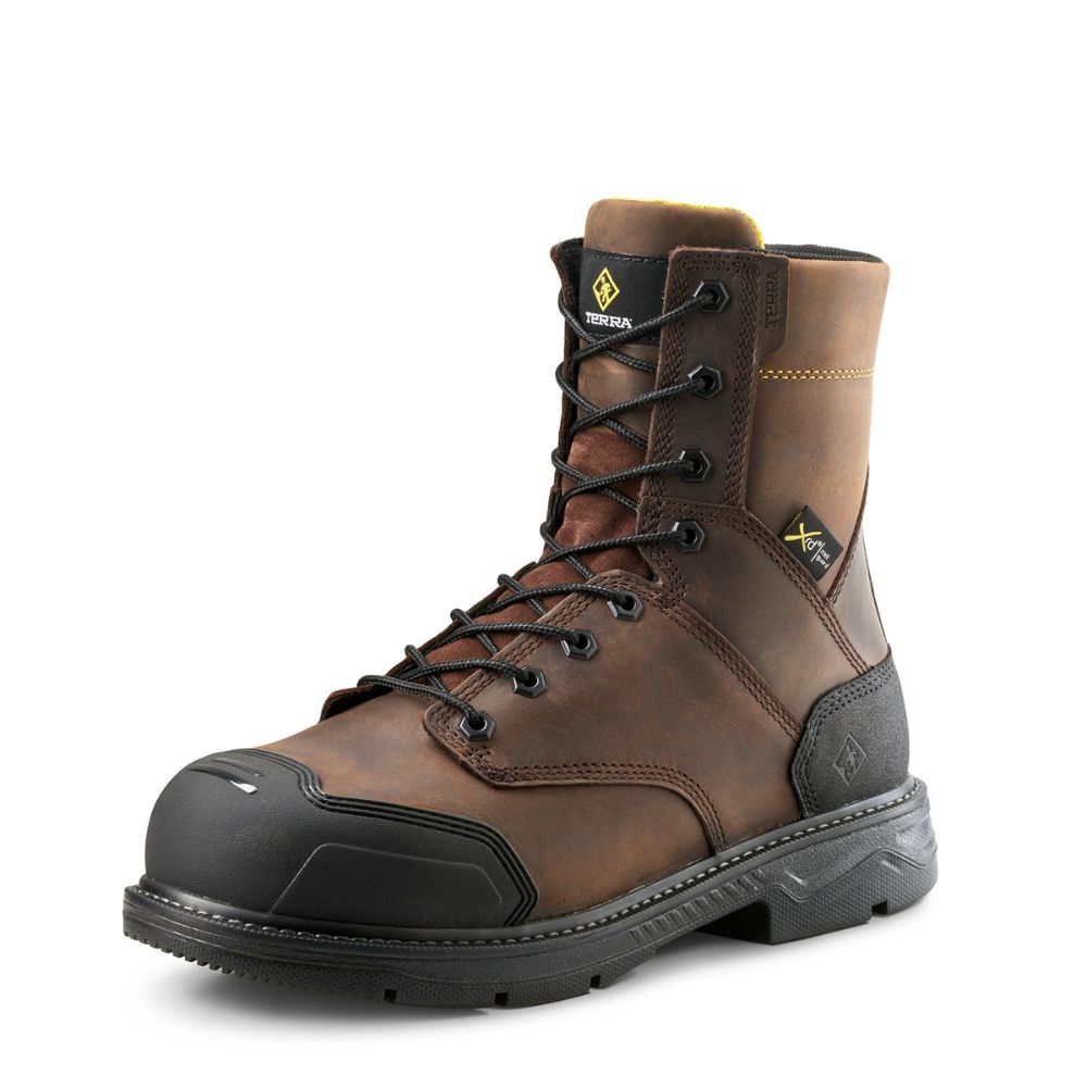 Terra Patton Unisex Size 8 Aluminum Toe CSA Certified Safety Work Boots 839KDB - Brown - Ideal for Construction, Warehouse & Industrial Work Environments