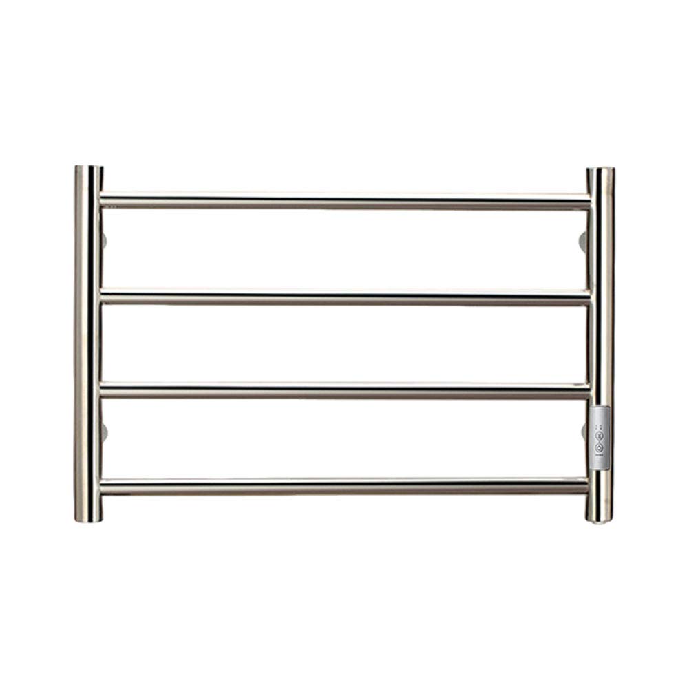 4-Bar Electric Heated Towel Warmer Rack - 304 Stainless Steel Wall Mounted Towel Warmer with Timer | Dual Installation (Plug-in & Hardwired) | Space Saving Bathroom Essential for Cozy Spa-Like Experience