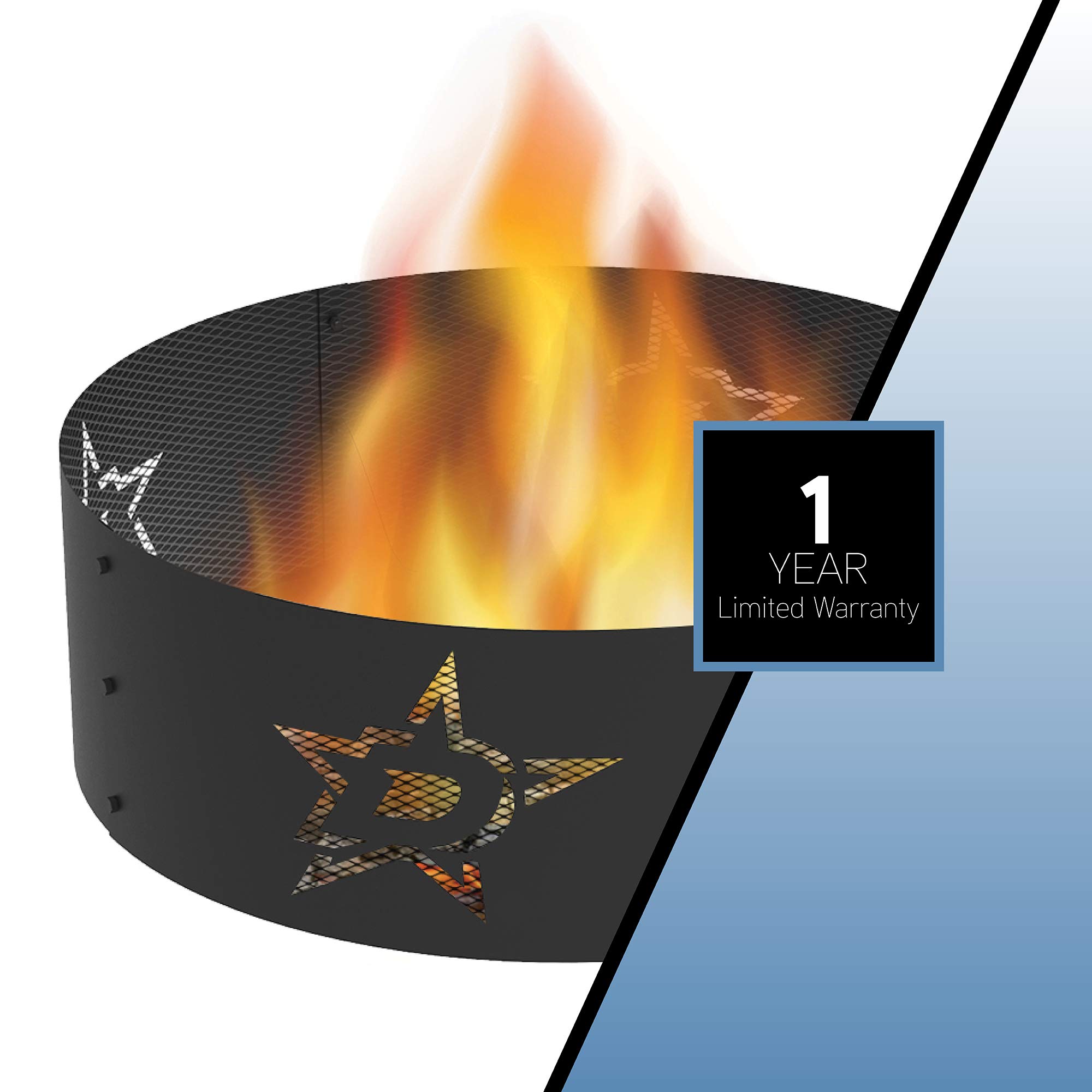 Blue Sky Outdoor Living 36 Inch Round Fire Pit Ring - Vegas Golden Knights Team Logo - Perfect for Backyard, Patio & Camping Gatherings