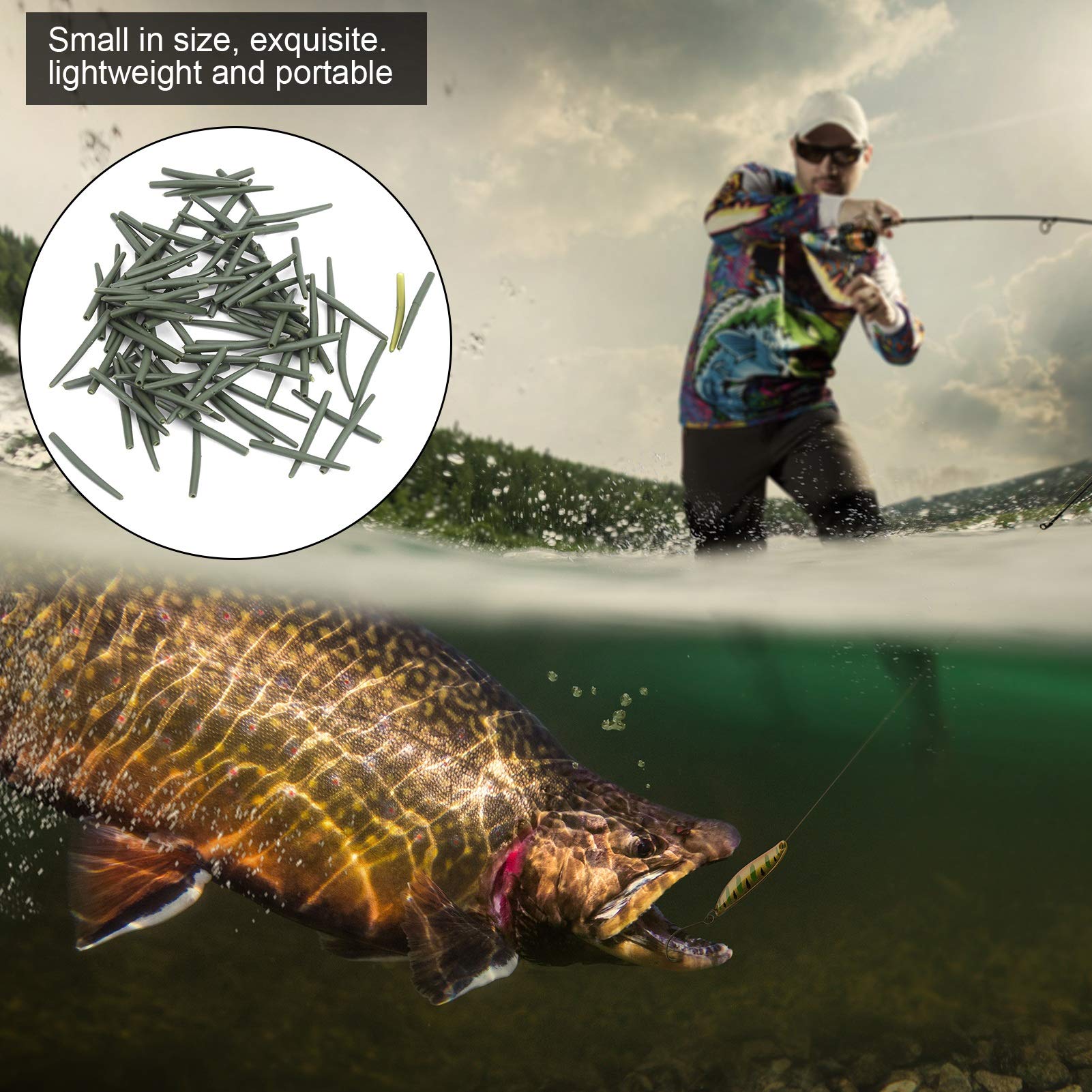 100Pcs Anti-Tangle Fishing Sleeves - Durable Rubber Fishing Line Protectors for Anglers | Perfect for Freshwater & Saltwater Fishing, Boat Trips, and Outdoor Adventures